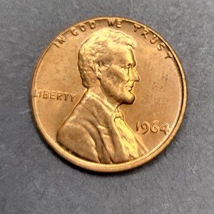 1964 RD No Mint Mark Lincoln Penny w Top Rim error, and "L" in Liberty on Edge